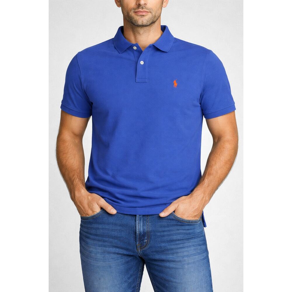 Mens' Short Sleeve Polo Shirt -Polo by Ralph Lauren Blue Size XL